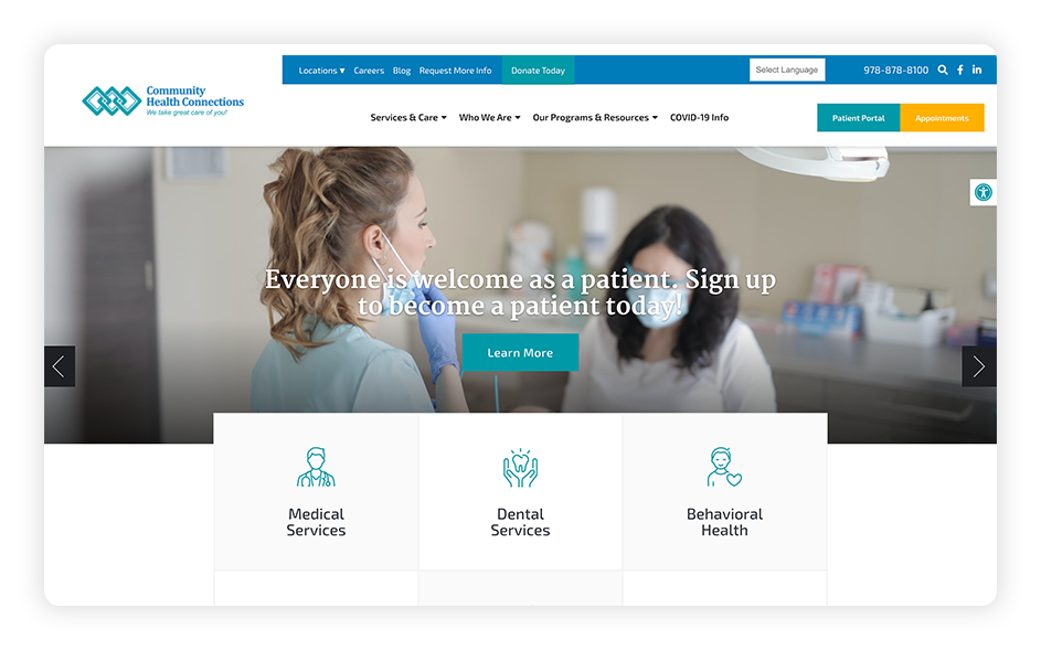 Medical practice website design and structure