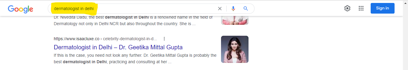 Doctor search appearance on google