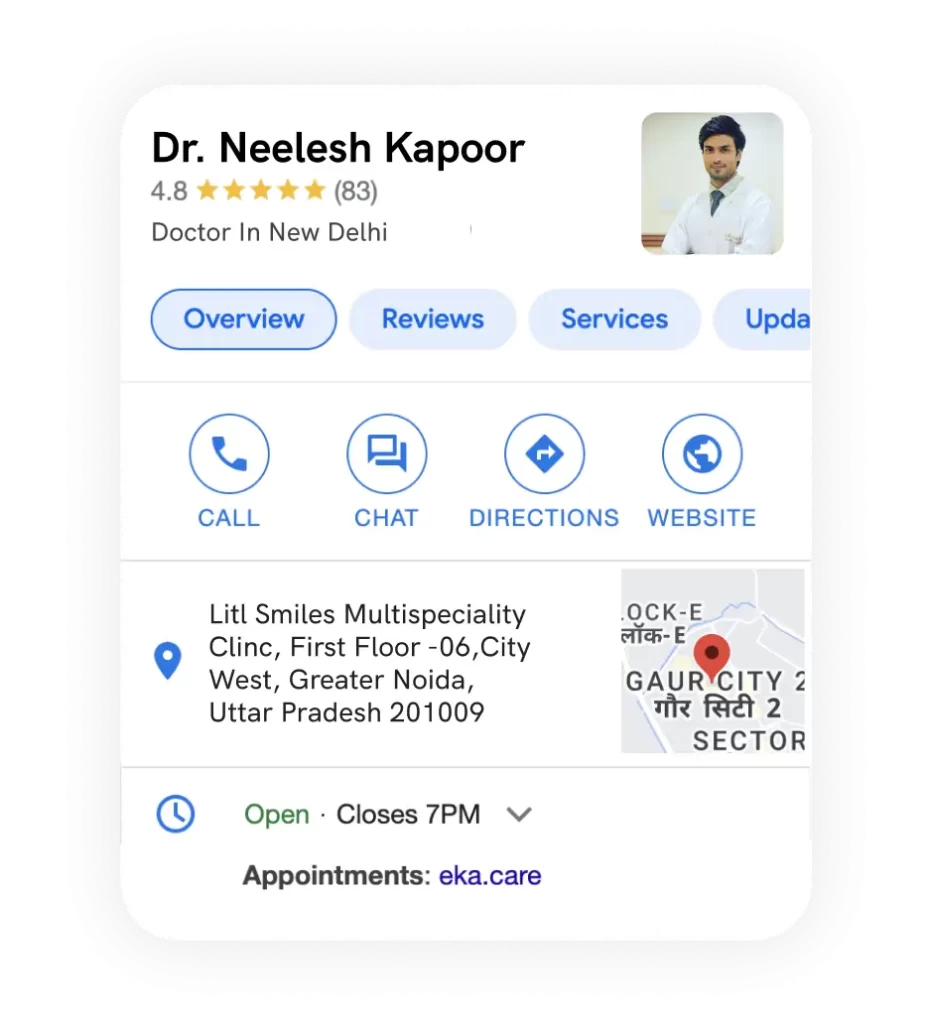 SEO Optimize profile of Dr. Neelesh Kapoor Google My Business Profile 